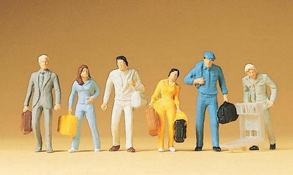 Preiser 14000 HO Scale Passengers Walking-Value Series pkg(6)