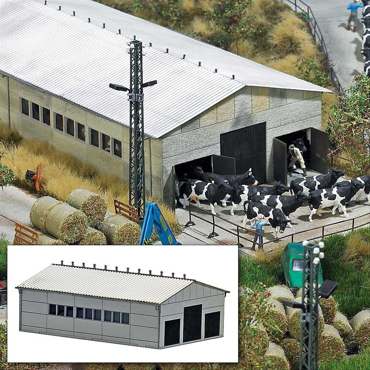 Busch 8750 TT Scale LPG Concrete Cattle Barn, Laser-Cut Kit