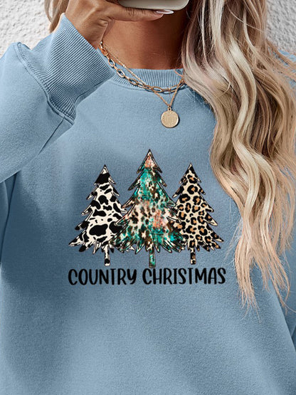 Graphic Round Neck Dropped Shoulder Sweatshirt