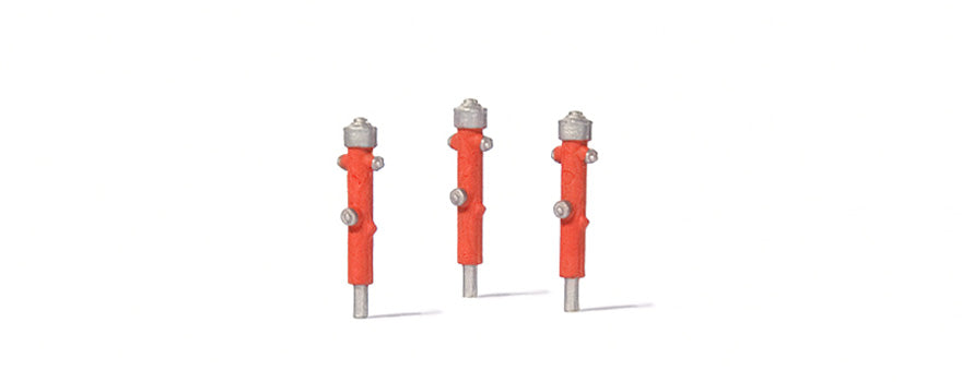 Preiser 17714 HO Scale Fire Hydrants Red pkg(3)