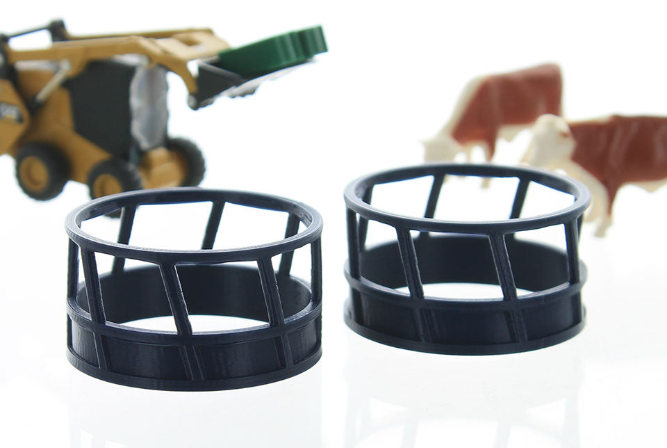 3D To Scale 64-300-BL 1/64 Hay Feeder, Blue 2-Pack