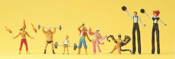 Preiser 24656 HO Scale Circus Figures Sideshow Performers pkg(8)