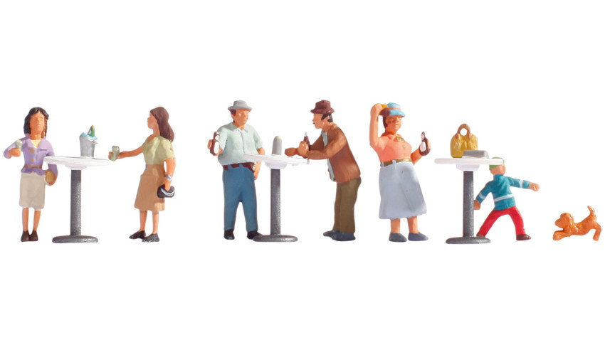 Noch 15833 HO Scale Stand-Up Cafe Patrons Set, 6 Figures & 3 Tables