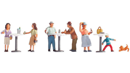 Noch 15833 HO Scale Stand-Up Cafe Patrons Set, 6 Figures & 3 Tables