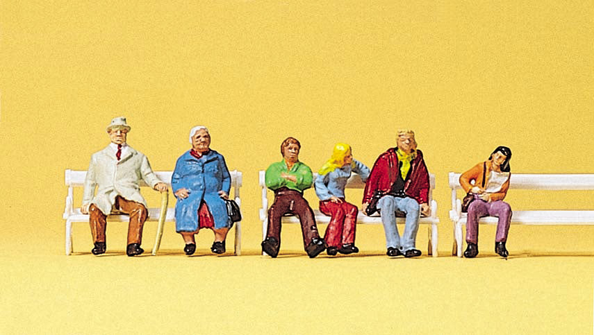 Preiser 10027 HO Scale Couples on Benches Figure Set