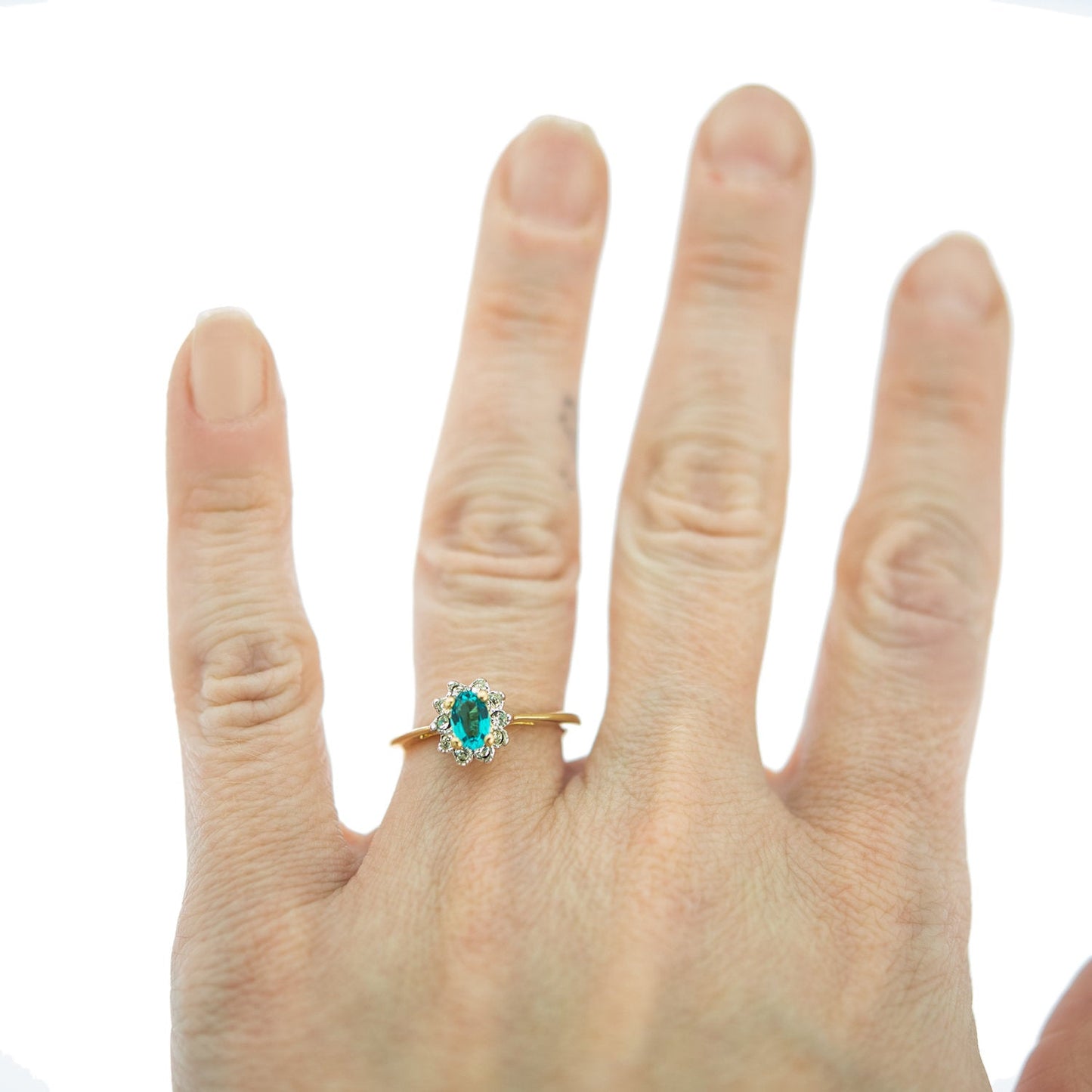 Vintage Genuine Opal or Austrian Crystal Ring 18k Yellow Gold Electroplated by PVD Vintage Jewelry
