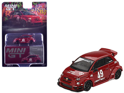 ABARTH 595 #49 "LB-Works x Abas Works" Red Limited Edition 1/64 Diecast Model Car by Mini GT  free shipping USA