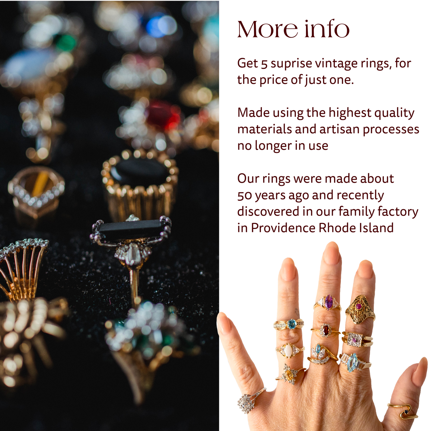 FIVE FOR ONE -Mix of 5 Vintage/Antique Rings for Women We Select Per Your Specifications Made in America - Bulk Pack by PVD Vintage Jewelry