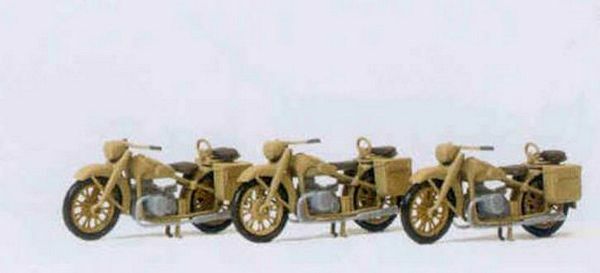 Preiser 16572 HO Scale Former German Army WWII - Motorcycles BMW R12