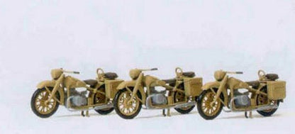 Preiser 16572 HO Scale Former German Army WWII - Motorcycles BMW R12