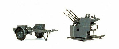 Preiser 16582 HO Scale 2cm Flakvierling 38 w/Trailer Kit