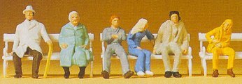 Preiser 14004 HO Scale Passengers Seated w/Bench