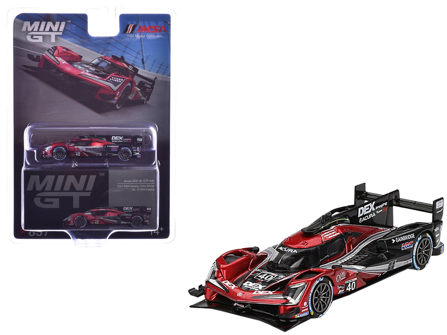 Acura ARX-06 GTP #40 Louis Deletraz - Colton Herta - Jordan Taylor "Wayne Taylor Racing with Andretti" Winner IMSA "12 Hours of Sebring" (2024) Limited Edition 1/64 Diecast Model Car by Mini GT  free shipping USA