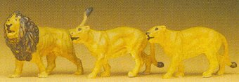 Preiser 20379 HO Scale Animals Lions (1 Male, 2 Females)