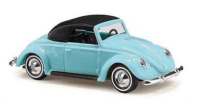 Busch 46732 HO Scale 1949 Volkswagen Beetle Convertible - Assembled -- Top Up (blue, black)