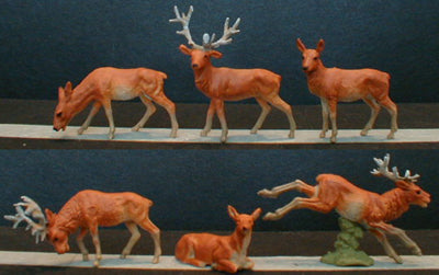 Preiser 10179 HO Scale Animal Figures Stags & Does pkg(6)