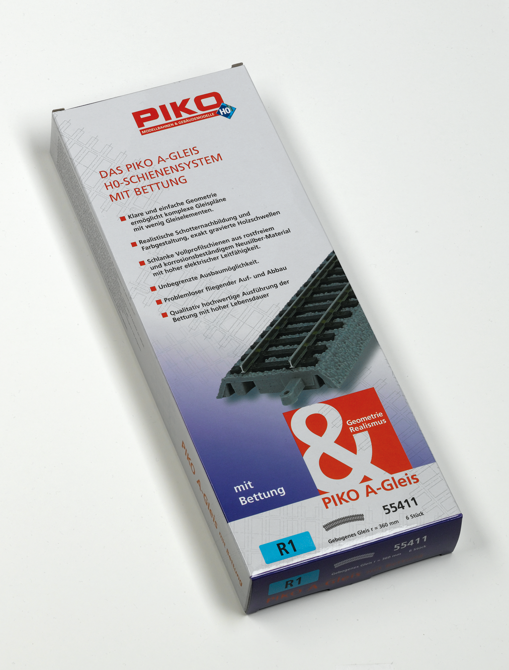 Piko 55411 HO Scale Roadbed Curved Track R1/30, Box of 6