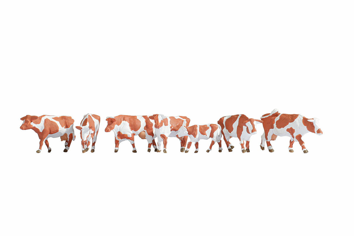 Noch 15726 HO Scale Cows Set, Brown & White, pkg(7)