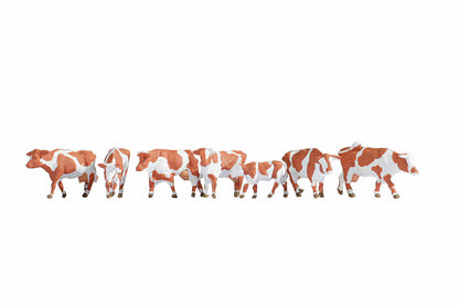 Noch 15726 HO Scale Cows Set, Brown & White, pkg(7)
