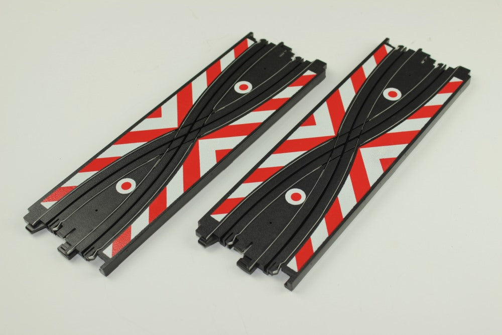 AFX 9" Racing Stripes Criss Cross HO Scale Track 2pcs #70612