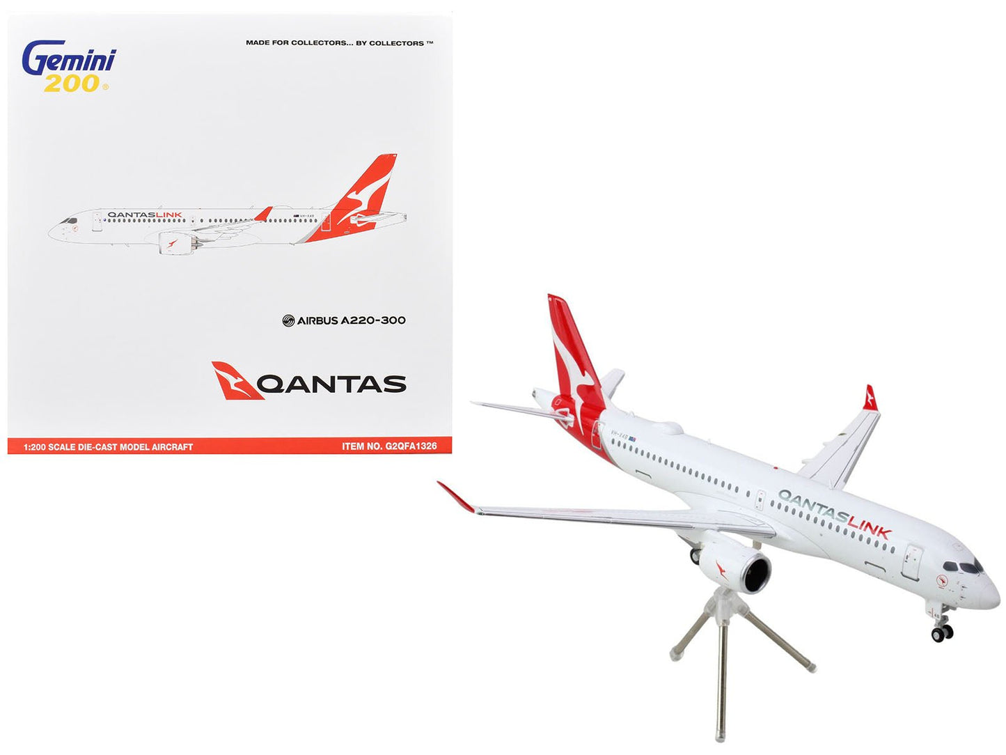 Airbus A220-300 Commercial Aircraft "QantasLink - Qantas Airways" (VH-4XB) White with Red Tail "Gemini 200" Series 1/200 Diecast Model Airplane by GeminiJets  free shipping USA