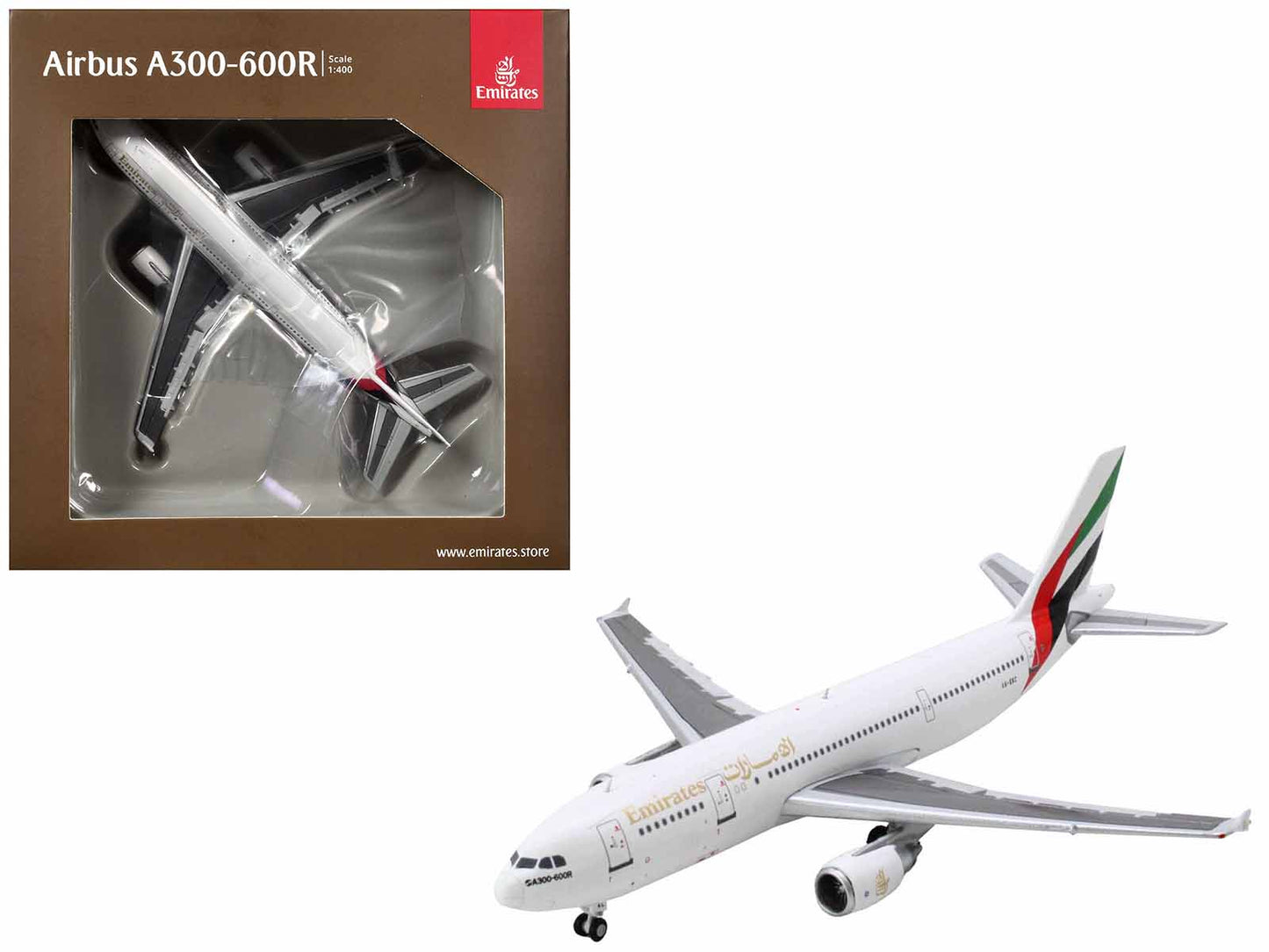 Airbus A300-600R Commercial Aircraft "Emirates Airlines" (A6-EKC) White with Striped Tail 1/400 Diecast Model Airplane by GeminiJets  free shipping USA