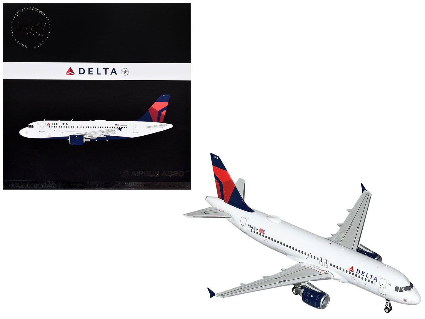 Airbus A320 Commercial Aircraft "Delta Air Lines" (N376NW) White with Red and Blue Tail "Gemini 200" Series 1/200 Diecast Model Airplane by GeminiJets  free shipping USA