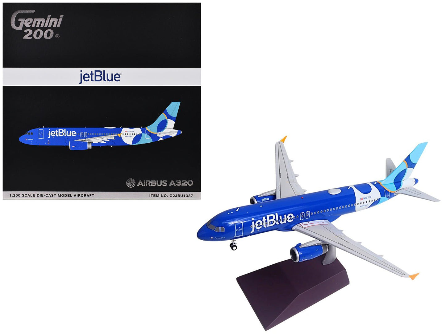 Airbus A320 Commercial Aircraft "JetBlue Airways - Forever Blue" (N547JB) Blue with Graphics "Gemini 200" Series 1/200 Diecast Model Airplane by GeminiJets  free shipping USA