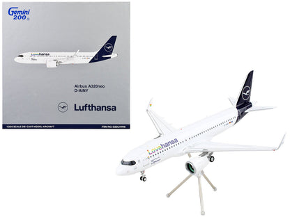 Airbus A320neo Commercial Aircraft "Lufthansa - LoveHansa" White with Blue Tail "Gemini 200" Series 1/200 Diecast Model Airplane by GeminiJets  free shipping USA