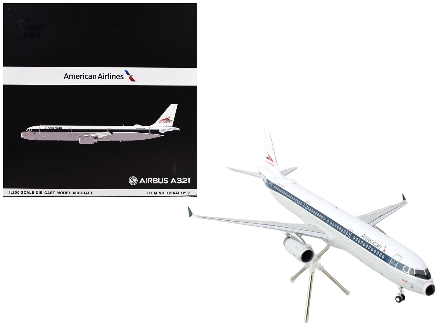 Airbus A321 Commercial Aircraft "American Airlines - Allegheny" (N579UW) White with Blue Stripes "Gemini 200" Series 1/200 Diecast Model Airplane by GeminiJets  free shipping USA