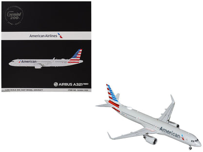 Airbus A321neo Commercial Aircraft "American Airlines" (N413AN) Gray with Striped Tail "Gemini 200" Series 1/200 Diecast Model Airplane by GeminiJets  free shipping USA