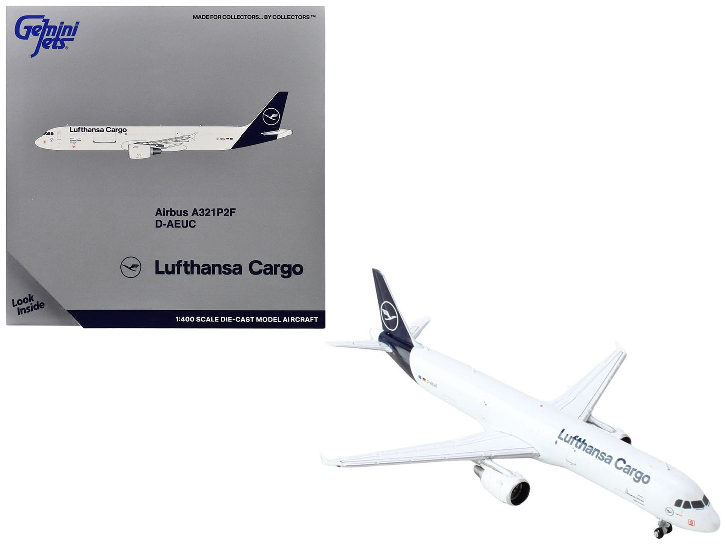 Airbus A321P2F Commercial Aircraft "Lufthansa Cargo" (D-AEUC) White with Blue Tail 1/400 Diecast Model Airplane by GeminiJets  free shipping USA