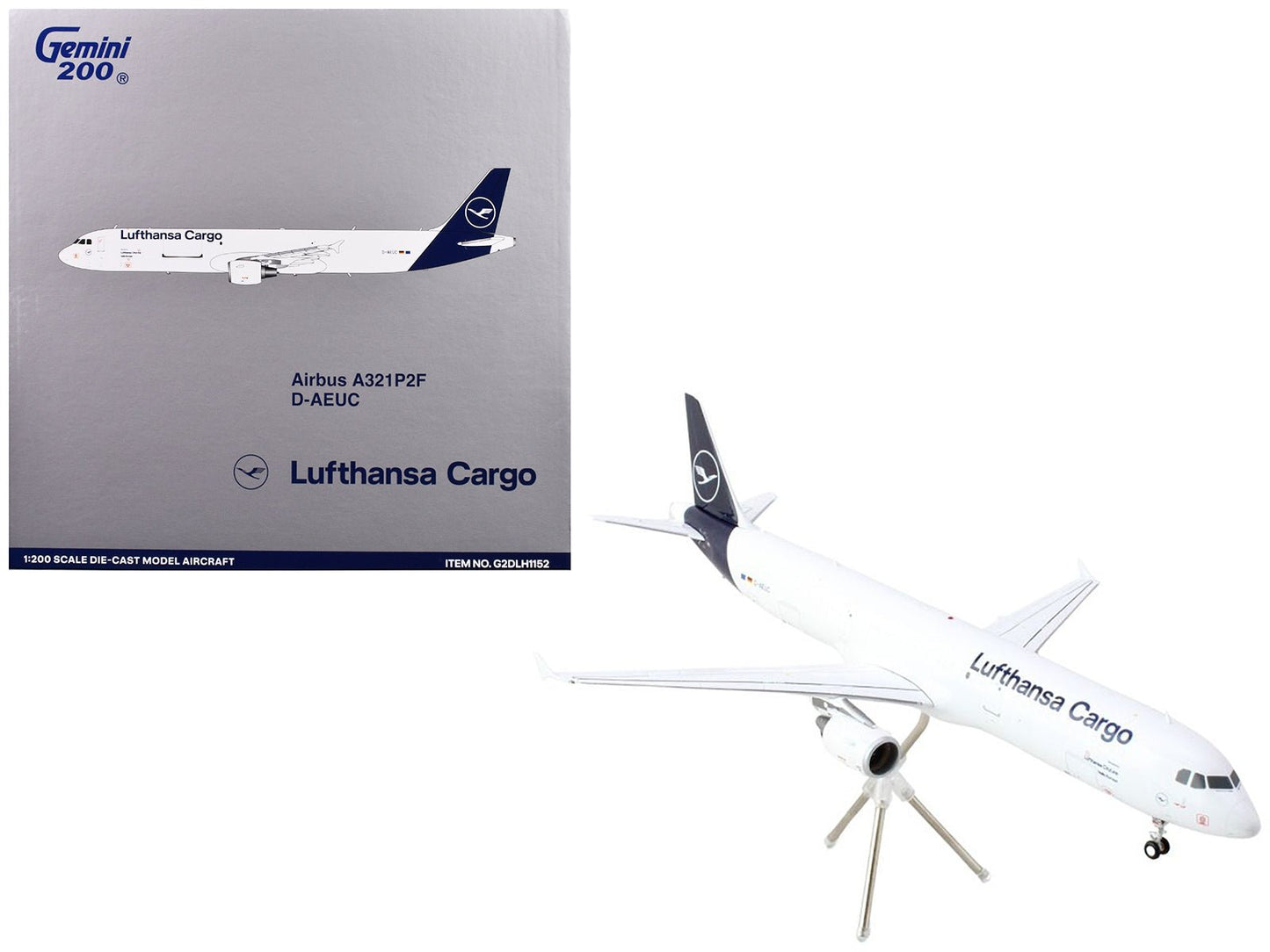 Airbus A321P2F Commercial Aircraft "Lufthansa Cargo" (D-AEUC) White with Blue Tail "Gemini 200" Series 1/200 Diecast Model Airplane by GeminiJets  free shipping USA