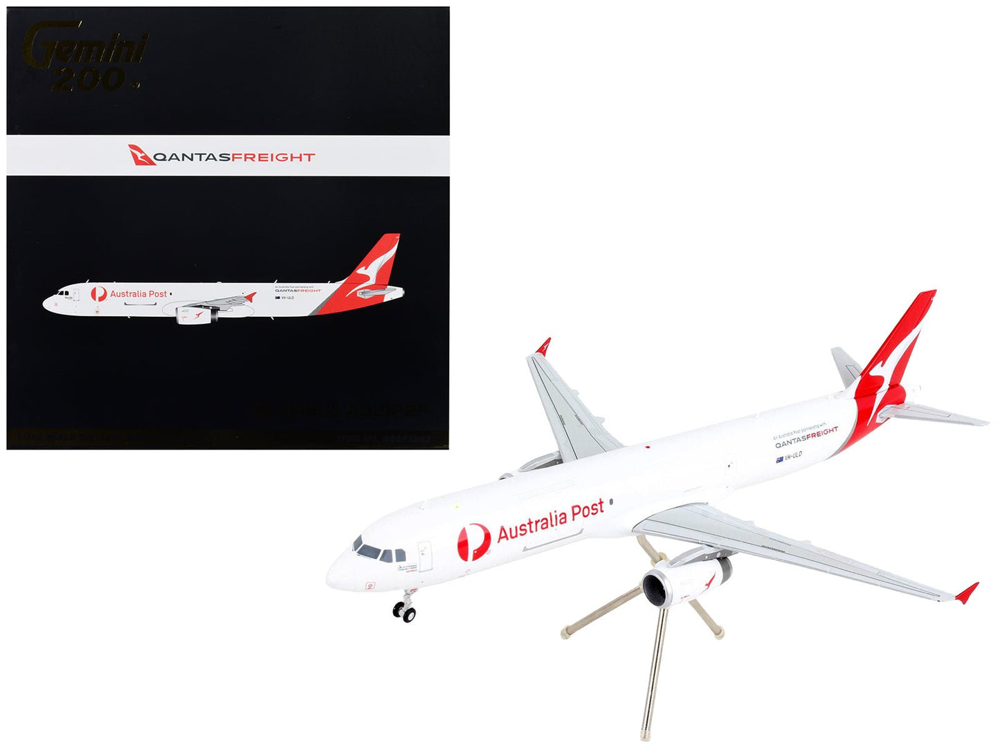 Airbus A321P2F Commercial Aircraft "Qantas Freight - Australia Post" White with Red Tail "Gemini 200" Series 1/200 Diecast Model Airplane by GeminiJets  free shipping USA
