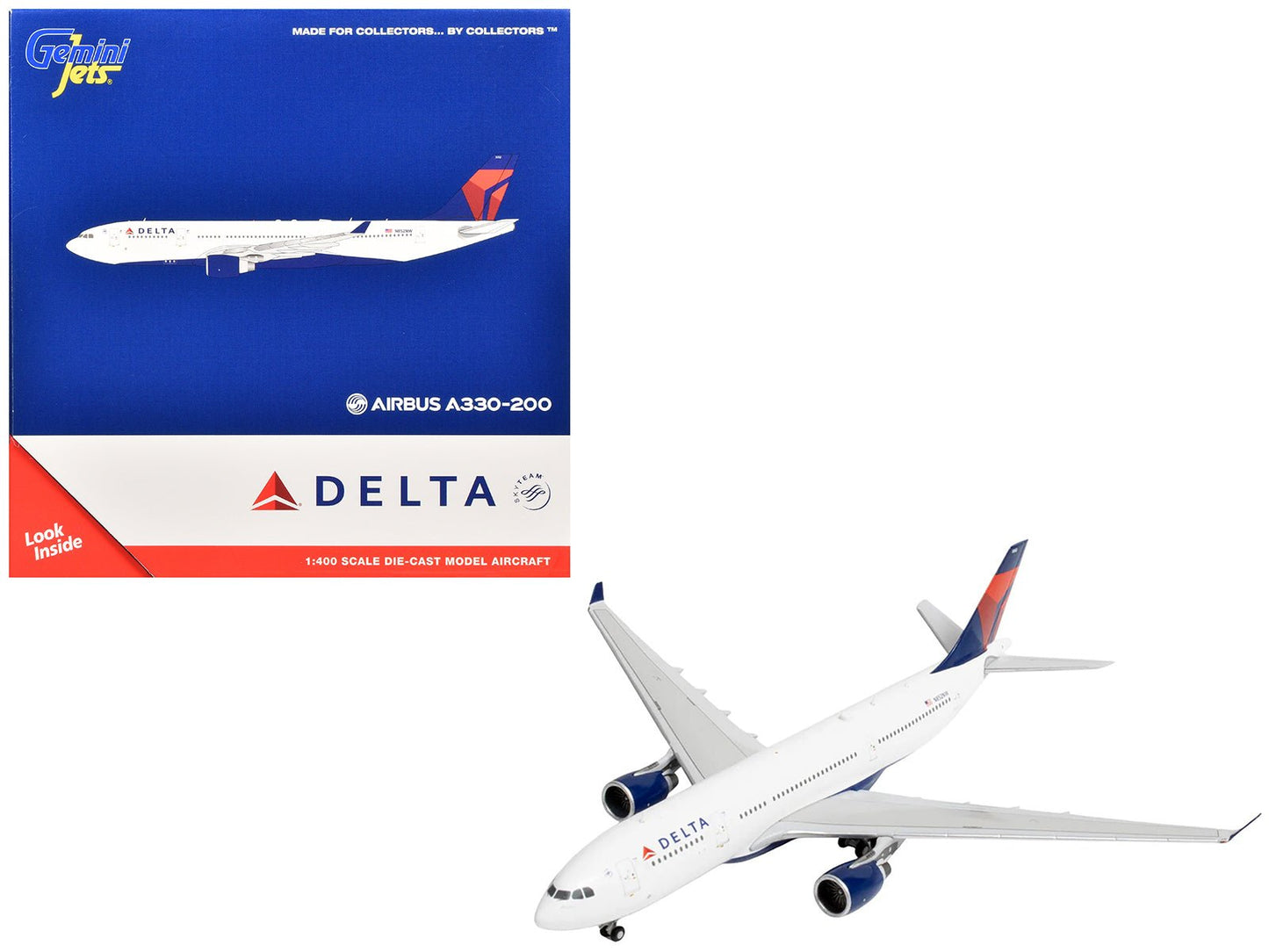 Airbus A330-200 Commercial Aircraft "Delta Air Lines" (N852NW) White with Red and Blue Tail 1/400 Diecast Model Airplane by GeminiJets  free shipping USA