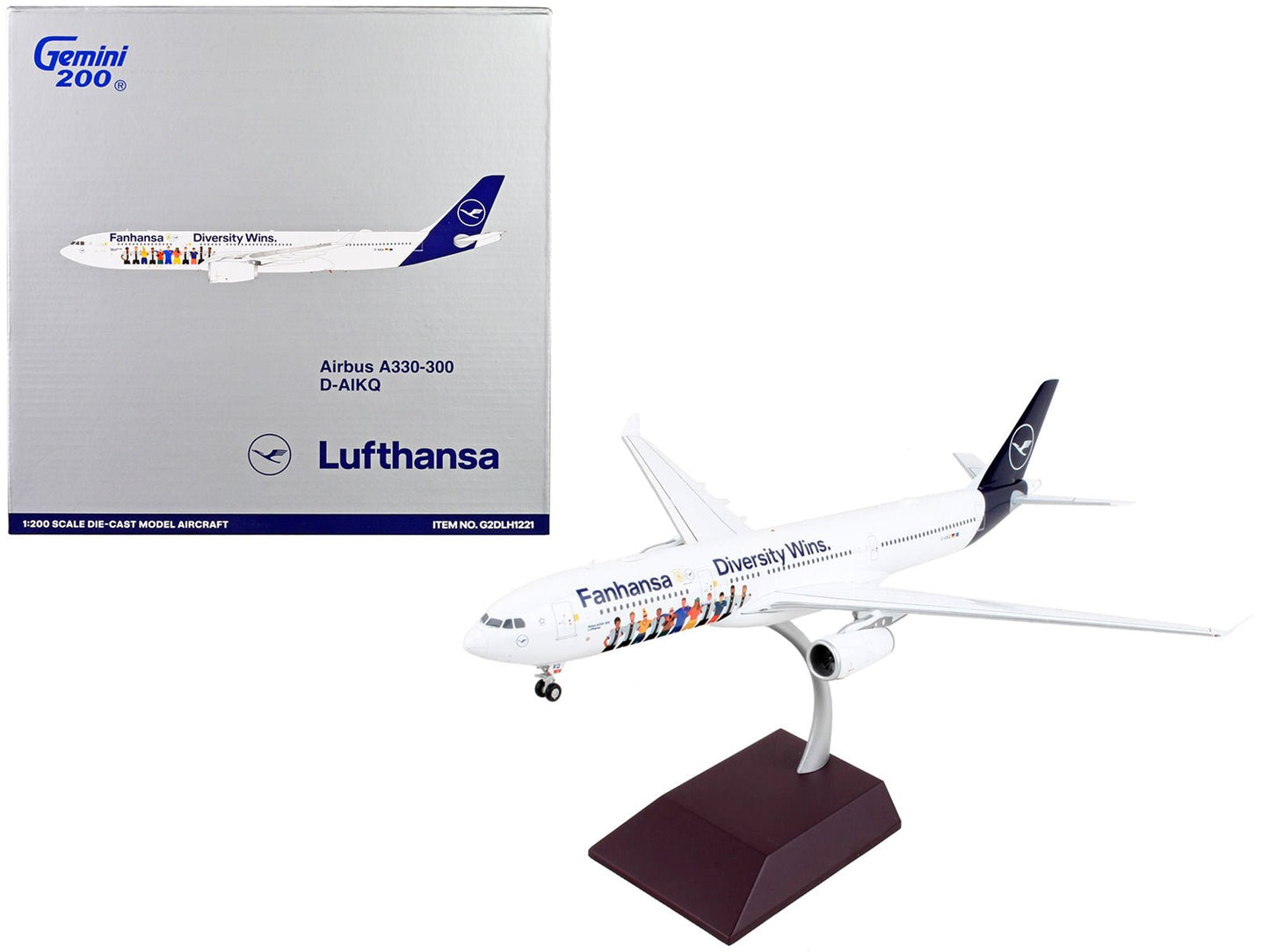 Airbus A330-300 Commercial Aircraft "Lufthansa - Diversity Wins" White with Blue Tail "Gemini 200" Series 1/200 Diecast Model Airplane by GeminiJets  free shipping USA