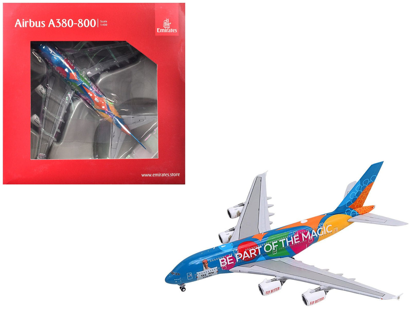 Airbus A380-800 Commercial Aircraft "Emirates Airlines - Destination Dubai" (A6-EES) Blue with Graphics 1/400 Diecast Model Airplane by GeminiJets  free shipping USA