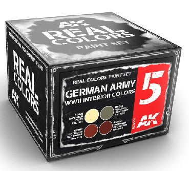 AK Interactive RCS5 Real Colors: German Army WWII Interior Acrylic Lacquer Paint Set (4) 10ml Bottles