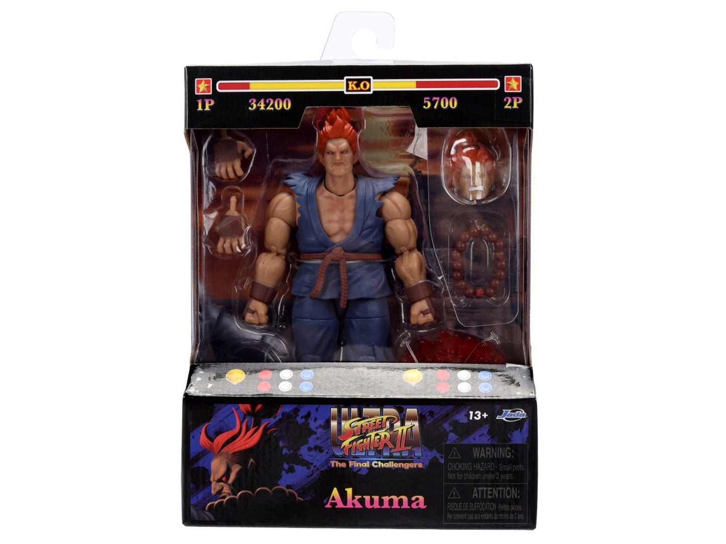 Akuma 6" Moveable Figure with Accessories and Alternate Head and Hands "Ultra Street Fighter II: The Final Challengers" (2017) Video Game Model by Jada  free shipping USA