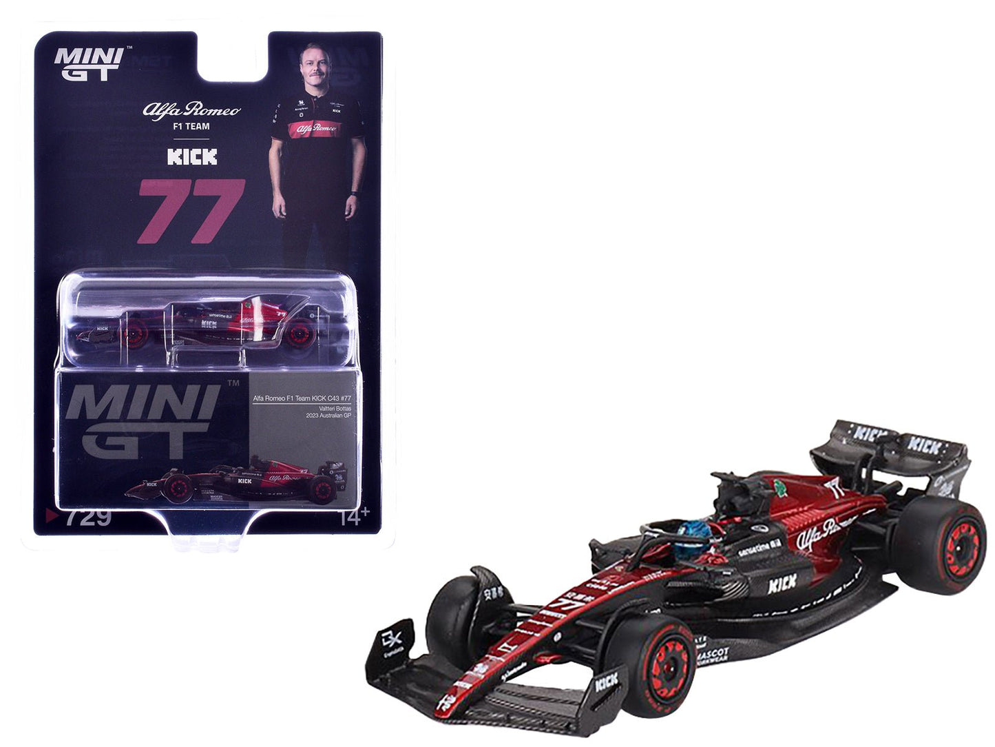 Alfa Romeo C43 #77 Valtteri Bottas "Alfa Romeo F1 Team Kick" Formula One F1 "Australian GP" (2023) Limited Edition 1/64 Diecast Model Car by Mini GT  free shipping USA