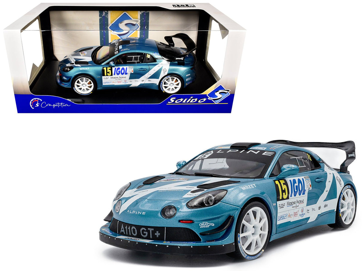 Alpine A110 Rallye GT+ #15 Raphael Astier - Denis Giraudet "Rallye Du Mont Blanc" (2024) "Competition" Series 1/18 Diecast Model Car by Solido  free shipping USA