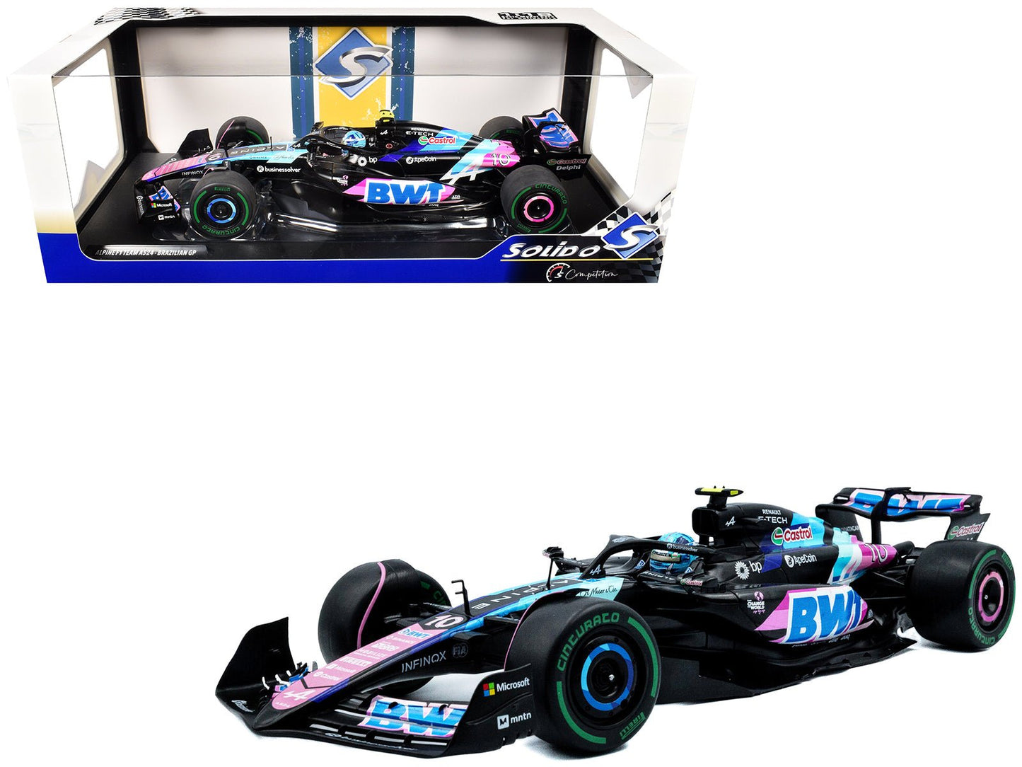 Alpine A524 #10 Pierre Gasly "BWT" 3rd Place Formula One F1 "Sao Paulo GP" (2024) "Competition" Series 1/18 Diecast Model Car by Solido  free shipping USA