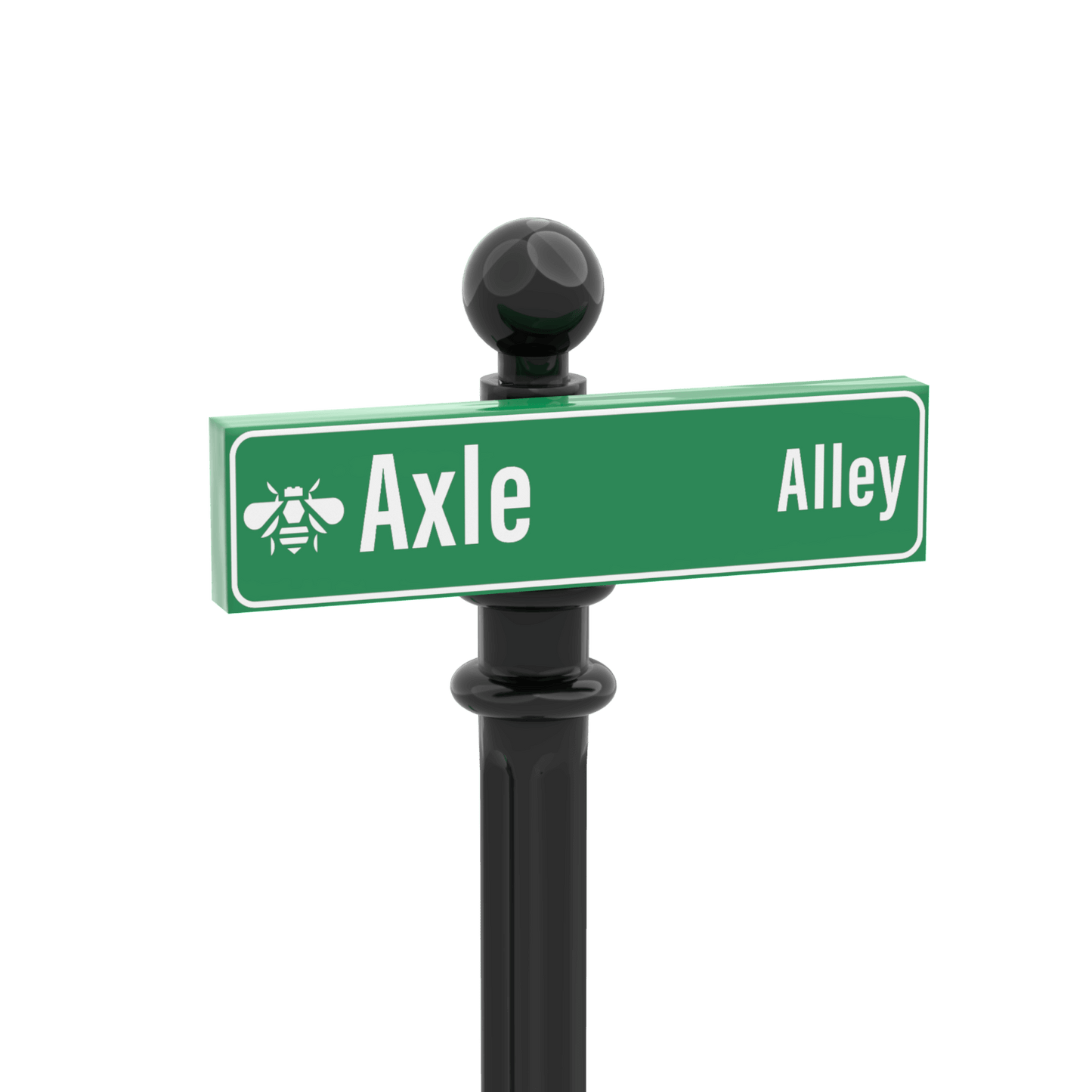 "Axle Alley" Street Sign - Custom Printed - 1x4 Tile Made with LEGO® Parts