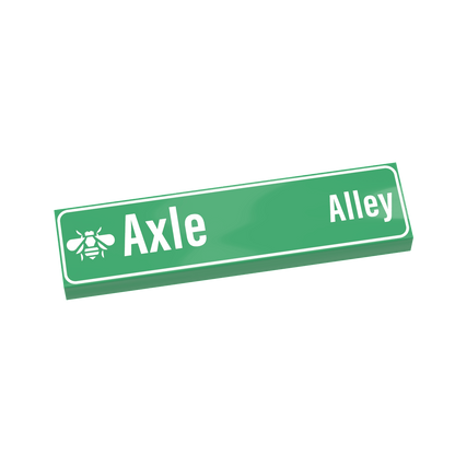 "Axle Alley" Street Sign - Custom Printed - 1x4 Tile Made with LEGO® Parts