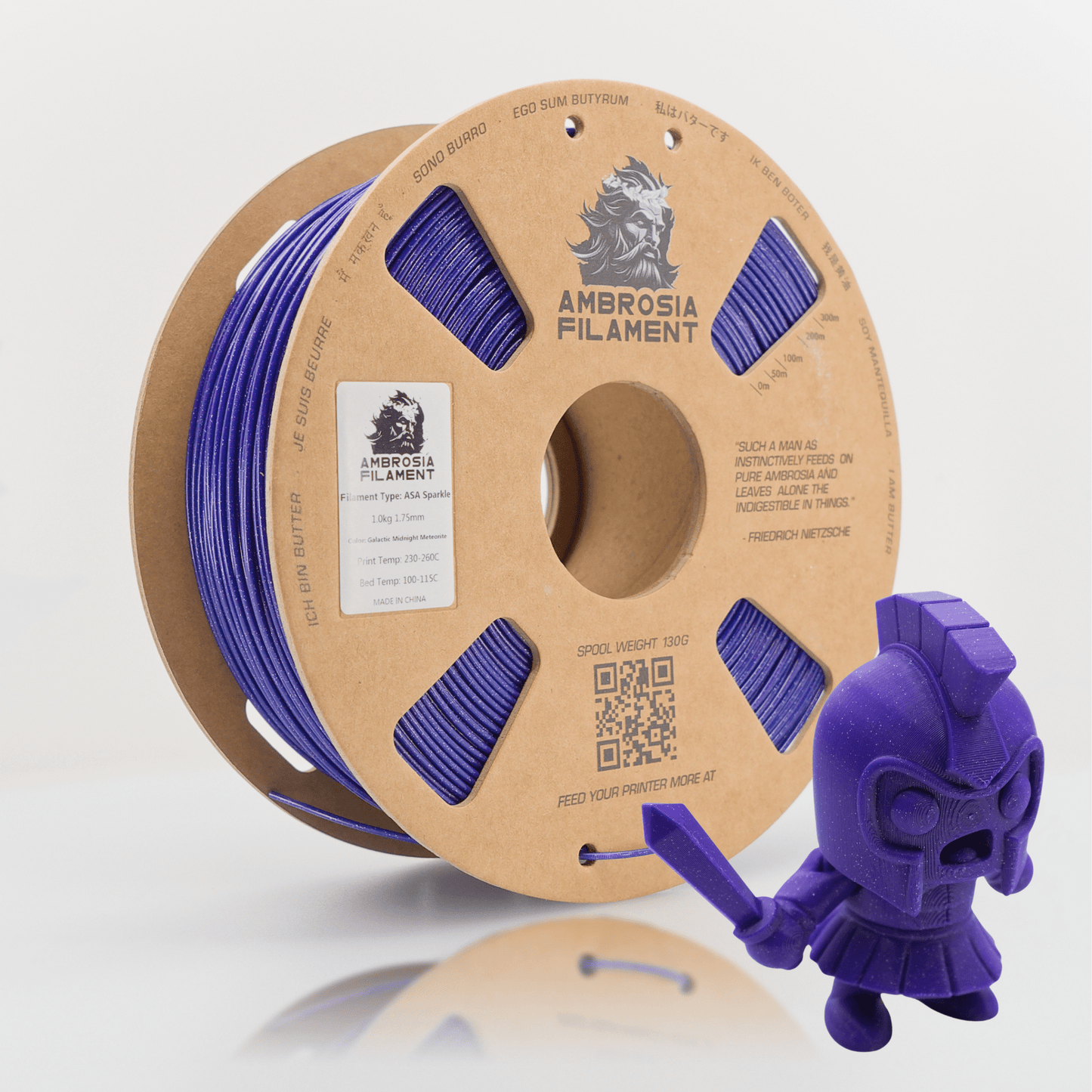 AMBROSIA Galactic (Sparkle) PLA Filament of the Gods - 1KG Bambu AMS Friendly Cardboard Spools Premium 3D Printing Filament