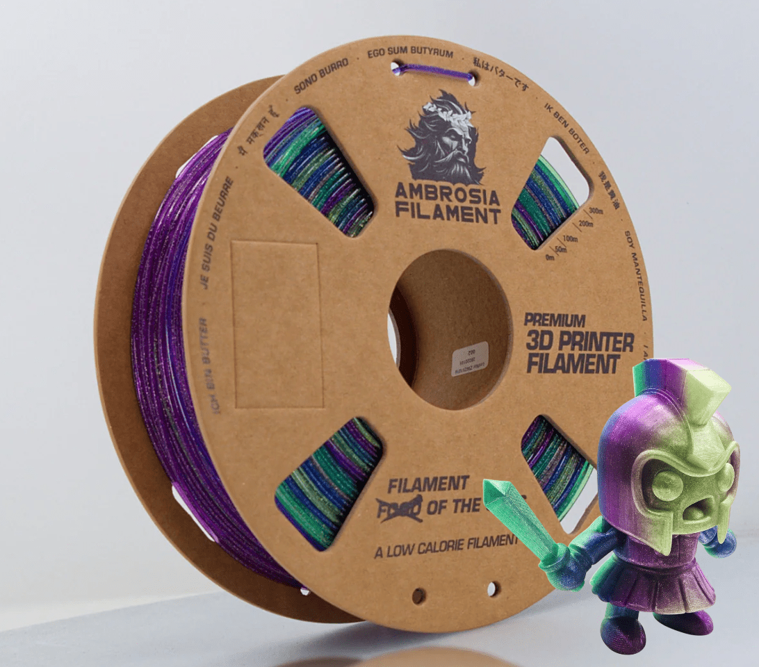 AMBROSIA Galactic (Sparkle) PLA Filament of the Gods - 1KG Bambu AMS Friendly Cardboard Spools Premium 3D Printing Filament