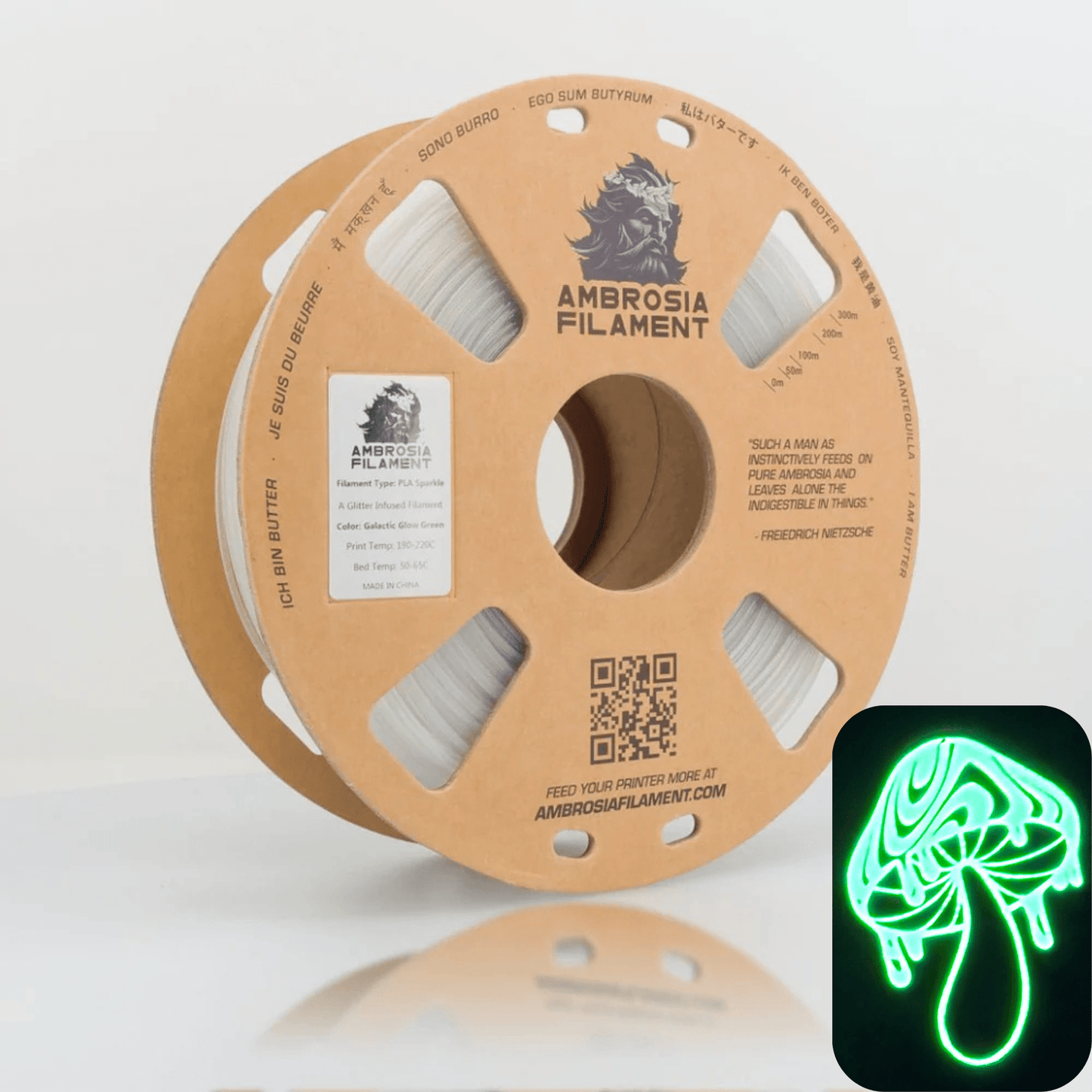 AMBROSIA Galactic (Sparkle) PLA Filament of the Gods - 1KG Bambu AMS Friendly Cardboard Spools Premium 3D Printing Filament