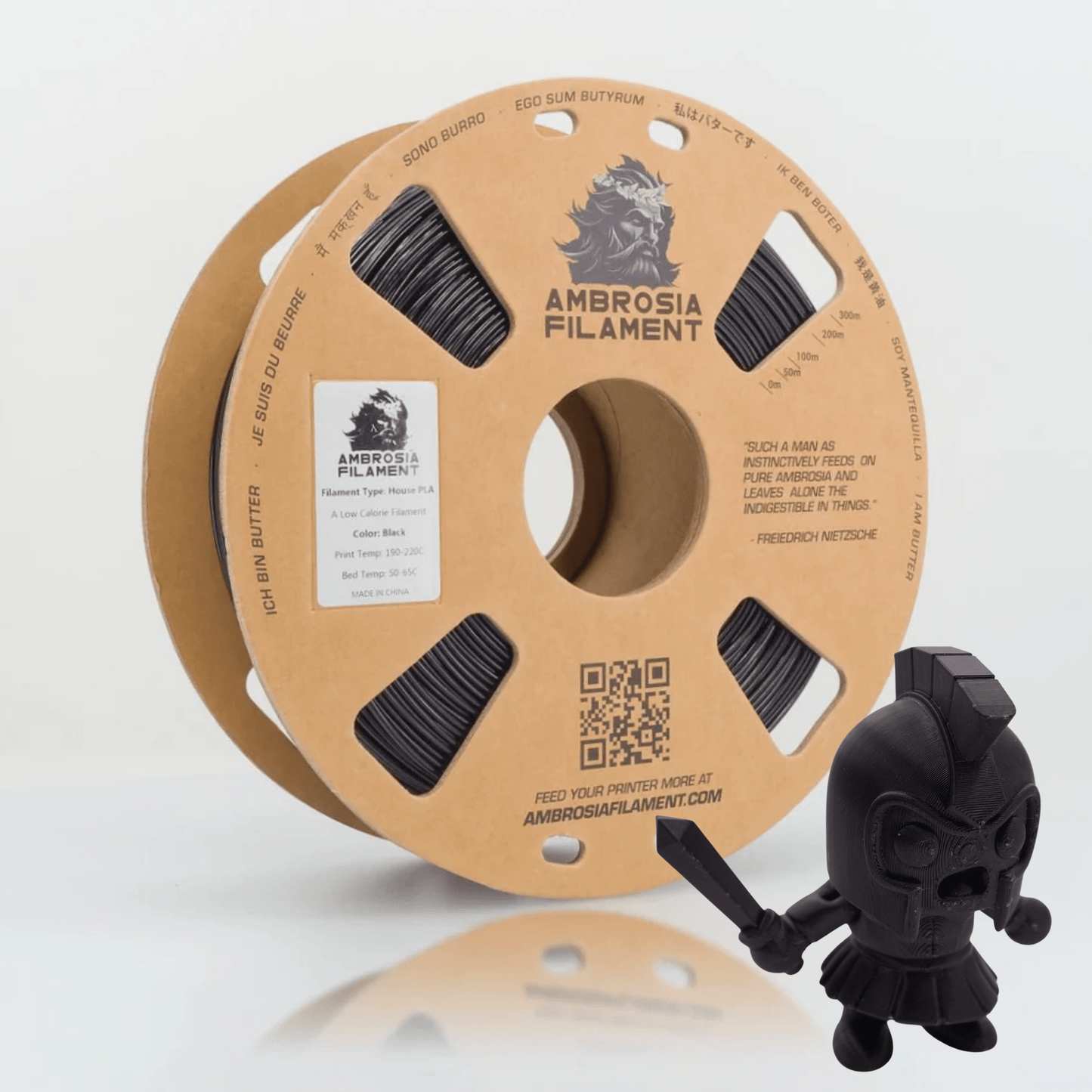 AMBROSIA PLA Filament of the Gods - 1KG Bambu AMS Friendly Cardboard Spools Premium 3D Printing Filament