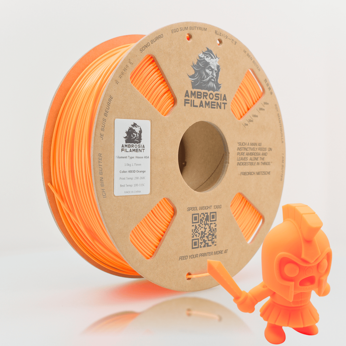 AMBROSIA PLA Filament of the Gods - 1KG Bambu AMS Friendly Cardboard Spools Premium 3D Printing Filament