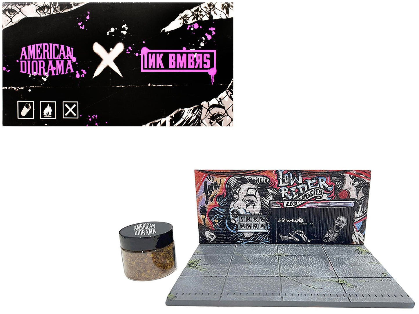 "American Diorama X INK BMBRS - LA Lowrider" Street Art Diorama for 1/64 Scale Models by American Diorama  free shipping USA